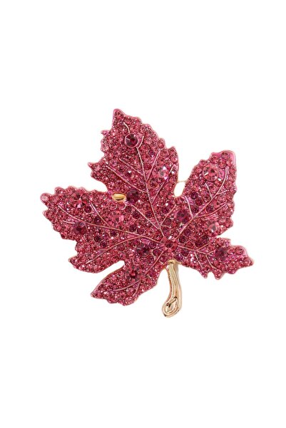 KEEBA Doğanın kalbinden yakanızda Akçaağaç yaprağı broş gold dallı taşlı yapr...