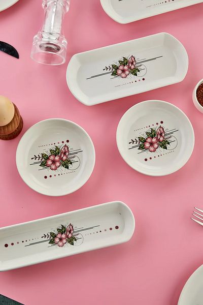 Babion 14 Piece Artless Pink Gift Breakfast Set Pieces, Set