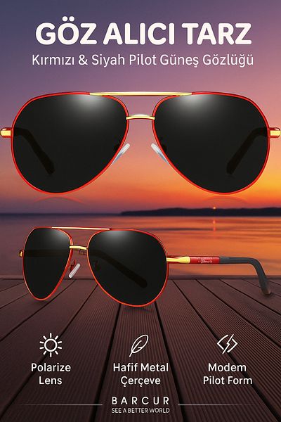 Enjoy Barcur Red Gold Gray Glass Polarized Men's Sunglasses the Place Where Elegance and Quality Meet