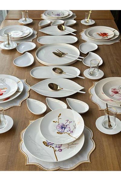 ROSSEV Breakfast Set Royal Flower 56 Pieces for 6 People