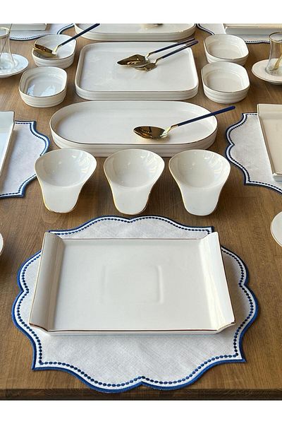 ROSSEV Breakfast Set Pure Blue 48 Pieces for 6 People