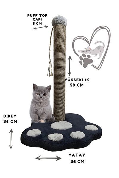 Rexon Cat Scratching Board with Paw Model 50 cm Large Size Scratching Cat Playground with Plush Head