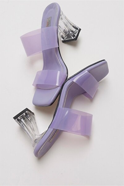 Niloshka Opaq Lilac Transparent Banded Slippers