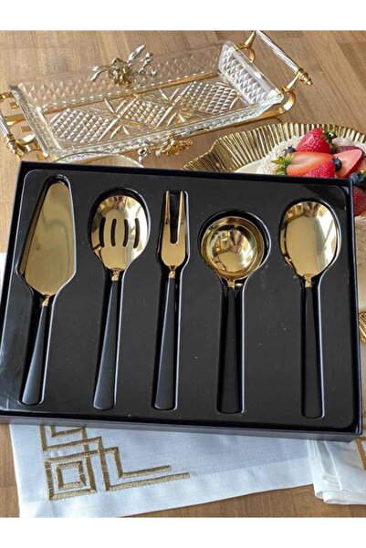 ROSSEV Napoli Black Gold - 5 Piece Serving Spoon Set