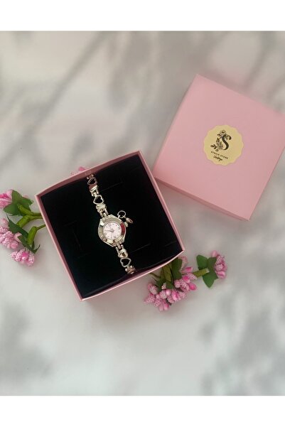 chaoyada Pinterest Kalp Charm Pembe Vintage Saat Yeni Özel Kutusunda