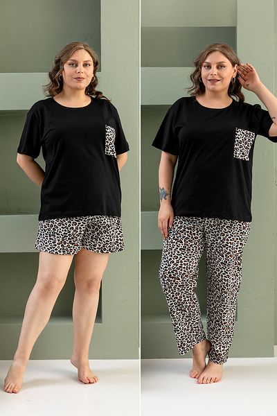 nisaNCa 100% Cotton Large Size 3 Piece Women's Pajamas Set