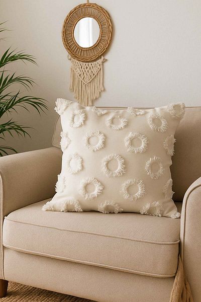 Uğur Home Ev Tekstili Furry and Patterned Throw Pillow Cover - 40X40 cm Stylish and Comfortable Decorative Pillow