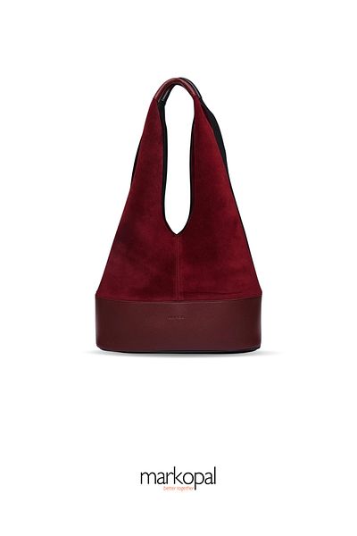 MORCA Burgundy Genuine Suede Casual Shoulder Bag