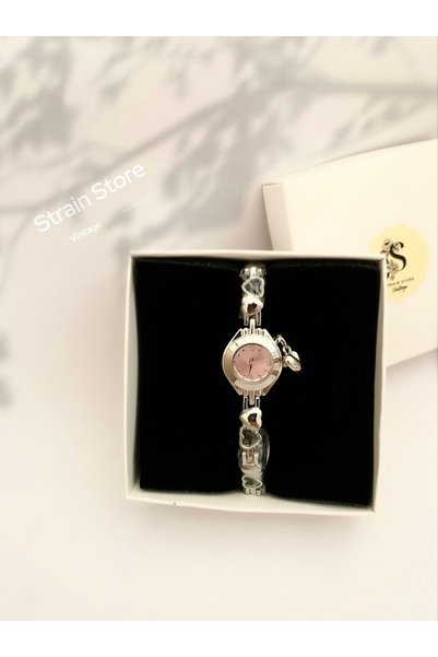 chaoyada ساعة Pinterest Heart Charm باللون الوردي العتيق في صندوق مخصص جديد
