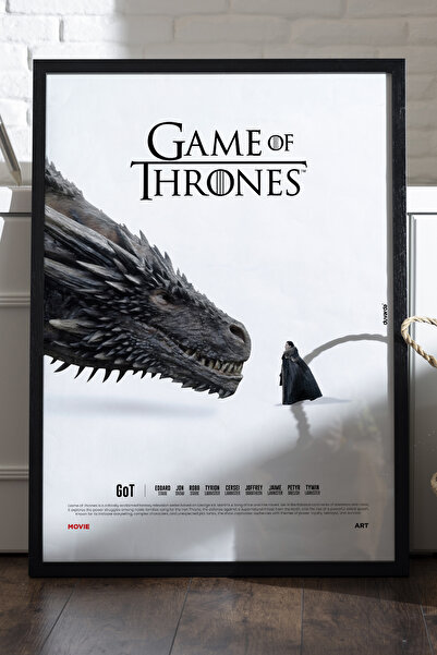 Duvarda Game of Thrones Siyah Ahşap Çerçeveli Poster, Dizi Duvar Tablosu