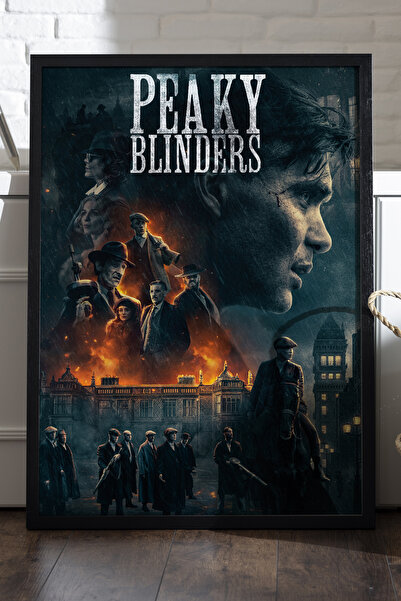 Duvarda Peaky Blinders crni poster sa drvenim okvirom, zidna umetnost iz TV s...