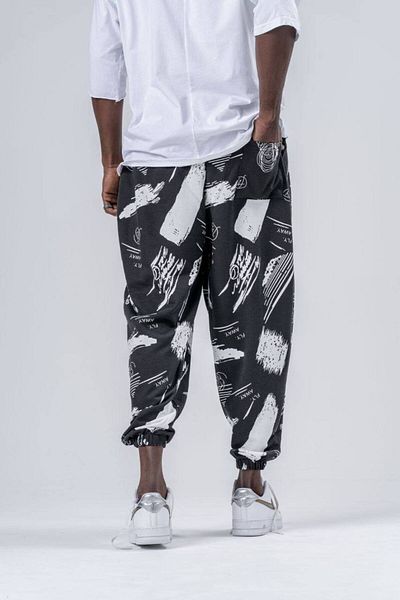 SUPERBLUE Men's Patterned Summer Smoked Jogger Baggy Trousers