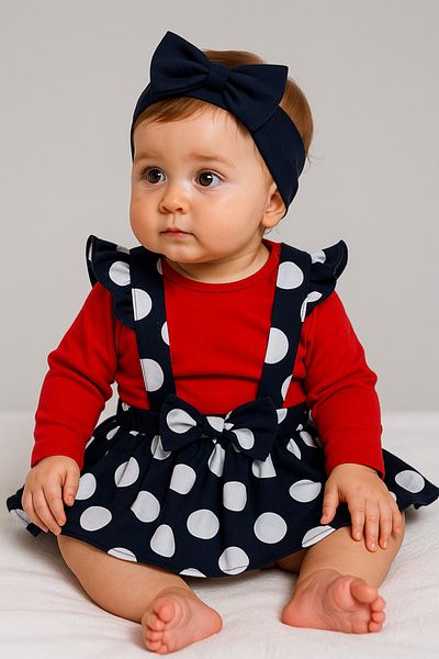 Necix's Girl's Polka Dot 2-Piece Salopet Set Wonderful Daily 2-Piece Baby Set with Hanger Gift!!!...