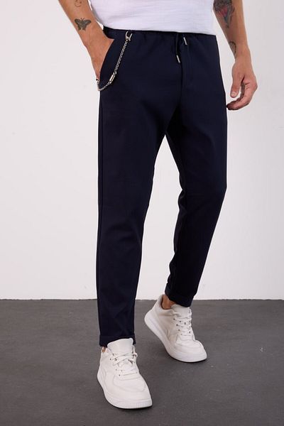 İLKCET MODA Μπλε Navy Light Loose Cut Εποχιακό παντελόνι Jogger