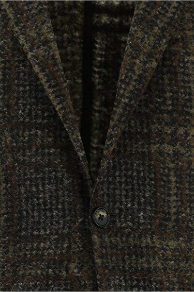 Abdullah Kiğılı Slim Fit Slim Fit Italian Wool Plaid Knitted Jacket