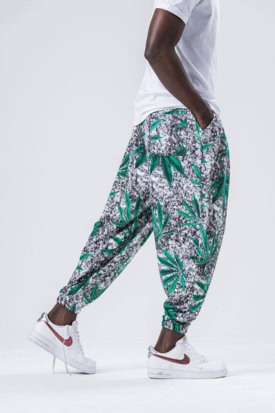 SUPERBLUE Men's Patterned Summer Green Jogger Baggy Trousers