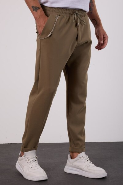 İLKCET MODA Khaki Lightweight Loose Cut Seasonal Jogger Pants