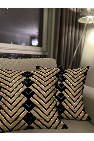 Ardizayn Mustard - Velvet Fabric 2-Pece Throw Pillow Cover - Εκτύπωση διπλής όψης