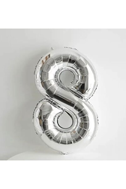 Deniz Party Store 40" Inç 100 Cm ( 8 ) Rakam'ı Folyo Balon Gümüş Gri