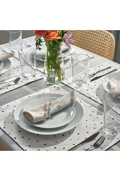 IKEA Nissöga Reversible Place Mat 45x35 Cm – White/dark Blue, Washable, Stylish & Durable For Dining