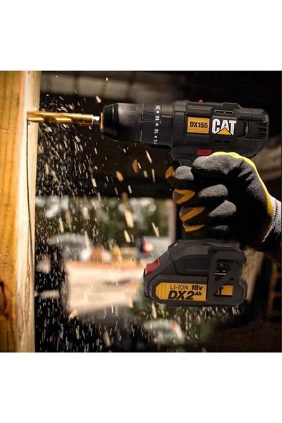 Caterpillar CAT 18V 13mm Compact Hammer Drill With 2 X 2.Ah Lithium-Ion Batteries + Charger In Kitbo