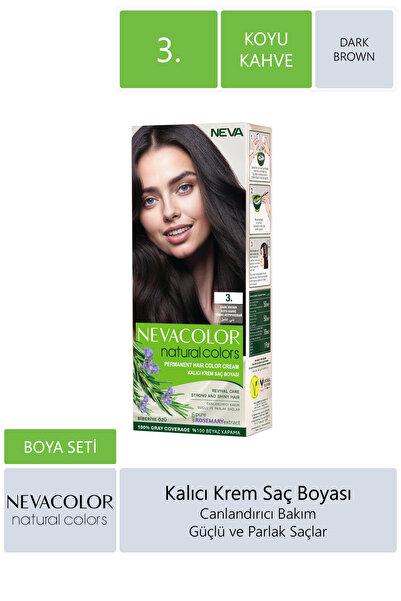 Neva Color Natural Colors Kalıcı Saç Boya Seti 3. Koyu Kahve