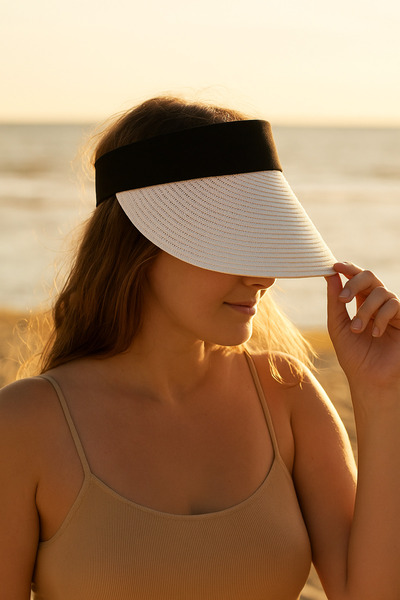 Luminos Butik Імпортний складаний козирок з липучкою - Білий сонцезахисний козирок - Капелюх для тенісистів і гольфістів Hsr2060