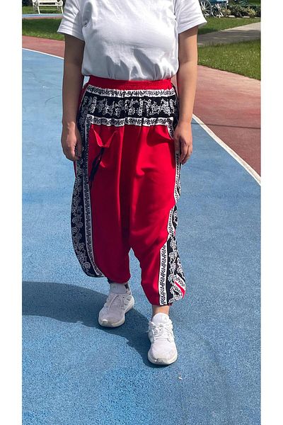 Sobe Hediyelik Ethnic Pattern Elastic Shalwar – Φαρδιά, άνετο και μη ιδρώτα καλοκαιρινό παντελόνι
