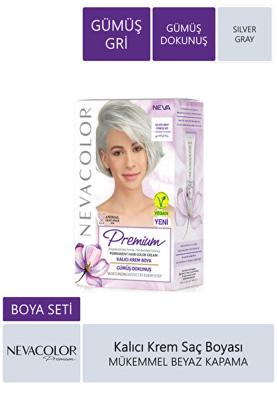 NEVA KOZMETİK Nevacolor Premium Kalıcı Krem Set Boya Gümüş Gri