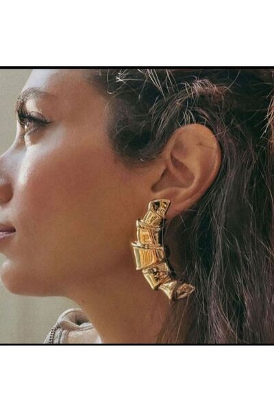 DEMOKAN Kadın Küpe Kararmaz Büyük Kruvasan ithal Küpe