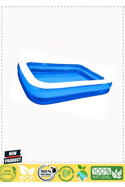 OMZ Inflatable Pool Blue Rectangular Pool 201 X 150 X 51 cm Sea Pool Garden Pool