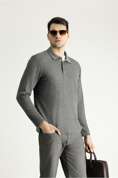 Kiğılı Polo Collar Patterned Embroidered Cotton Sweatshirt