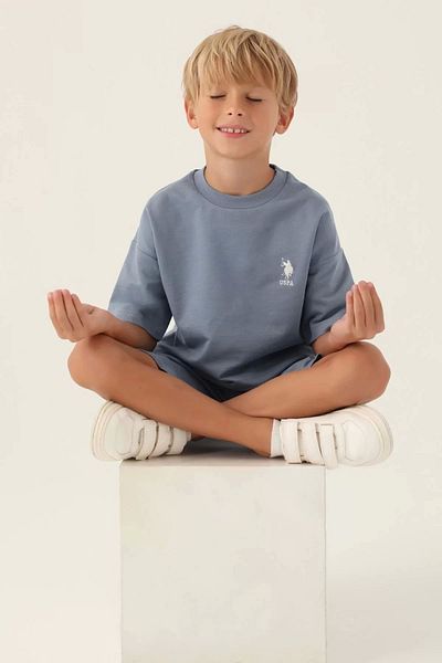 U.S. Polo Assn. Costum bermudă pentru băiat, drept bleumarin, licențiat U.S. Polo Assn