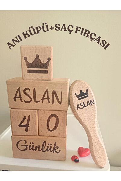 fikirstore İsme Özel 5'li Anne Bebek Anı Küpleri & Doğal Keçi Kılı Saç Fırças...