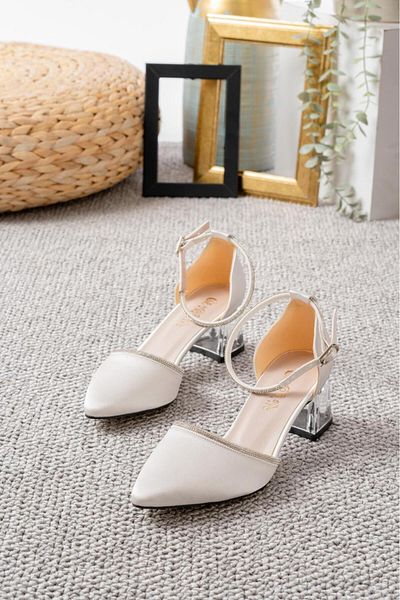 moda gim White Seten Zoe Style Comfort and Style Together Offering Thick Heel Women's Evening Dress Shoes
