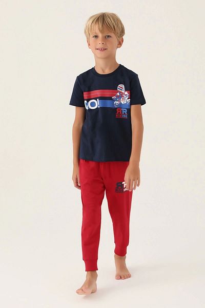 Rolypoly Boy's Navy Blue Short Sleeve Pajama Set