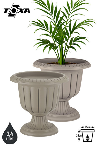 ToXA 2 Adet Ayaklı Plastik 25cm Dekoratif Deliksiz Nergiz Saksı Seti