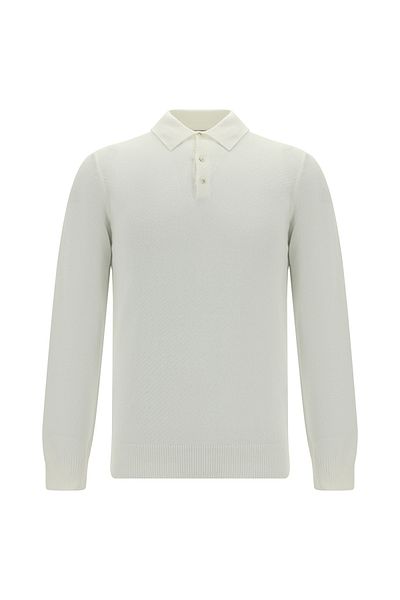 Abdullah Kiğılı Polo Neck Regular Fit Patterned Cotton Cashmere Knitwear Sweater