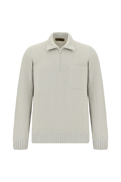 Abdullah Kiğılı Polo Neck Regular Fit Zippered Cashmere Italian Knitwear Sweater