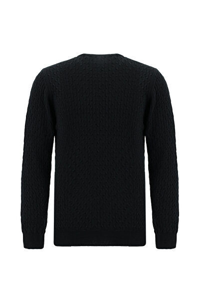 Abdullah Kiğılı Bisiklet Yaka Slim Fit Dar Kesim Desenli Pamuklu Kaşmirli Triko Kazak