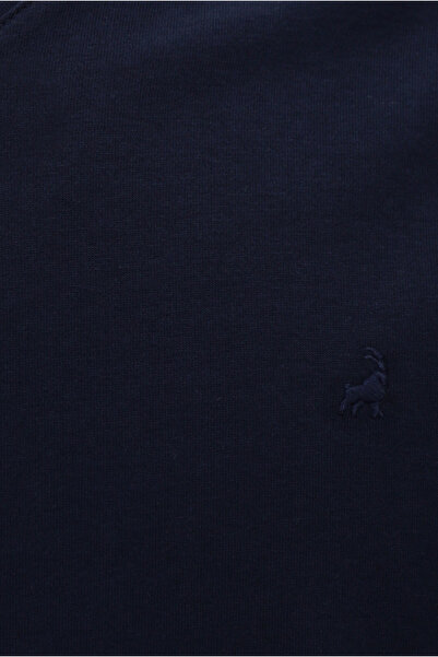 Abdullah Kiğılı V-Neck Regular Fit Embroidered Cotton T-Shirt