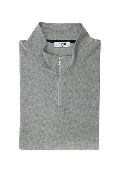 Kiğılı Bato Collar Regular Fit Zippered Patterned Sweatshirt