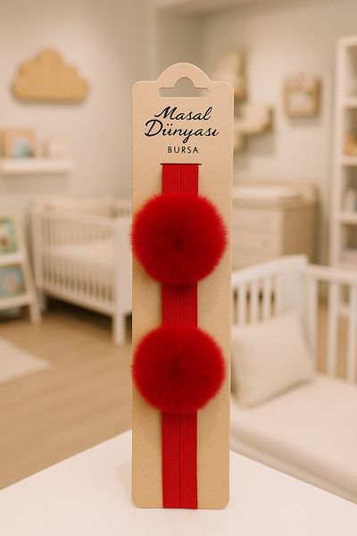 Masal Dünyası Bursa Feather Bulk Baby Girl Child Hair Band Red
