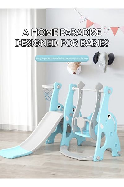 FULLJOY Slide with swing, climbing ladder and basketball ring 4*1, 123*115*95 cm
