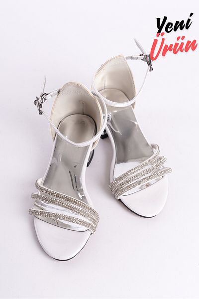 KATEYLER White Three-Piece Transparent Heeled Girl's Evening Dress Shoes
