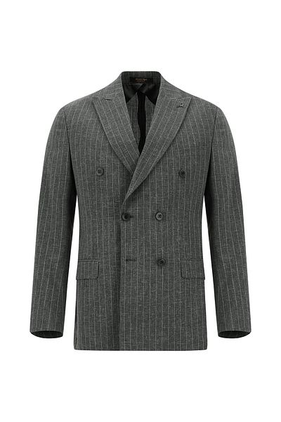 Kiğılı Regular Fit Wool Striped Double Breasted Jacket