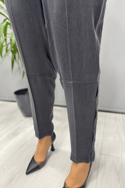 MissWhence Satin Silk Tunic Pants Set Anthracite 37017