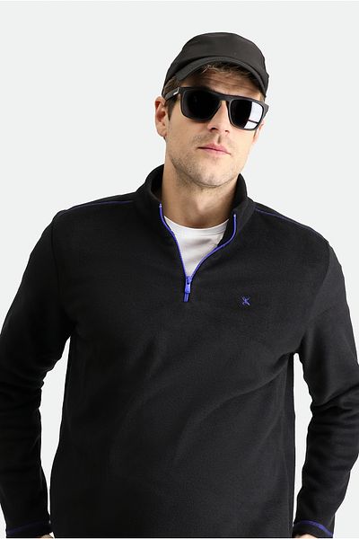Kiğılı Half Zippered Embroidered Fleece Sweatshirt