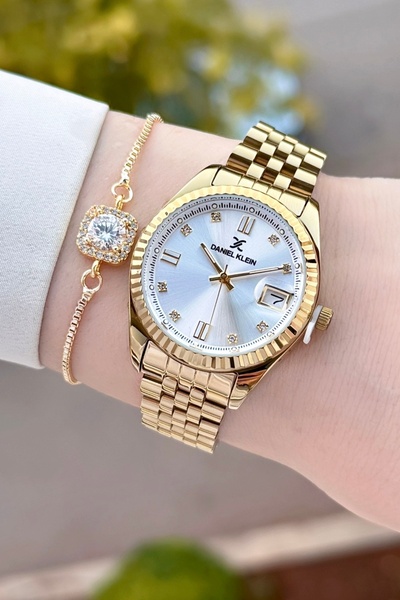 Daniel Klein Altın Renk 2 Yıl Garantili Hediye Paketli Kadın Kol Saati Ve Bil...