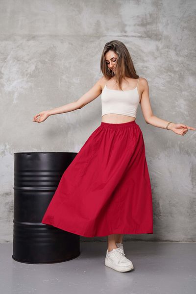Gülmude Long Elastic Waist Skirt - Flannel Pocket - Seasonal (90cm)